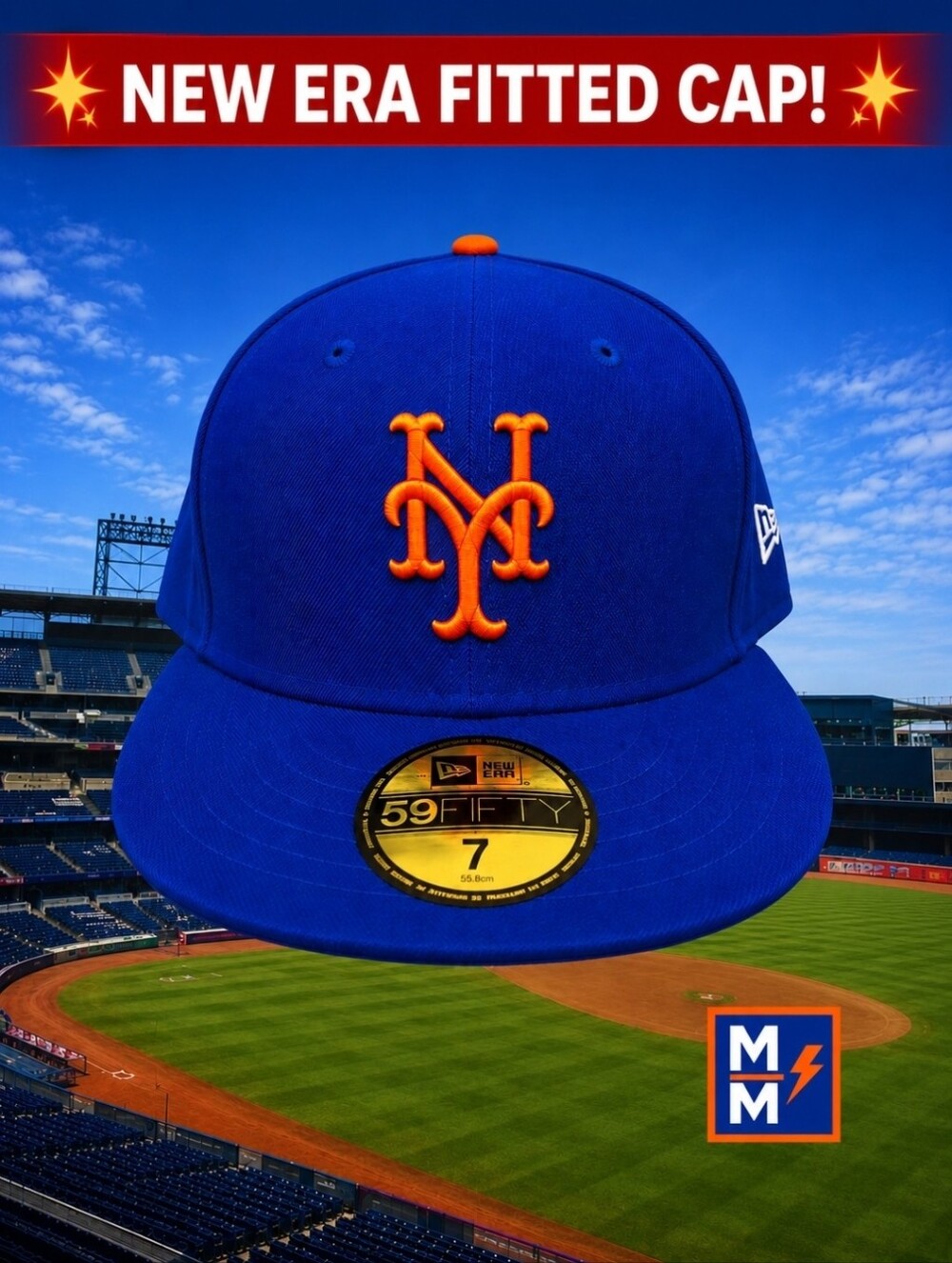NY Mets New Era 59FIFTY Fitted Cap Size 7 World Series